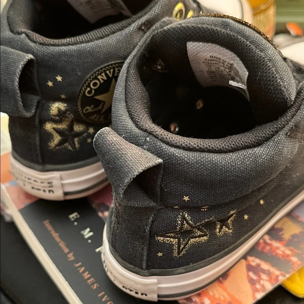 Converse Kids Black and Gold Stars High-Tops